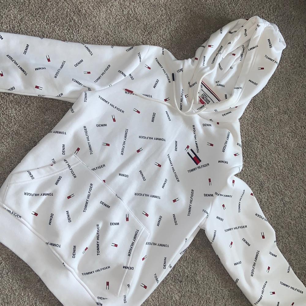 Tommy Hilfiger Men's All Over Print Hoodie-White